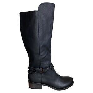 Arizona Jean Co Candor Black Faux Leather Studded Biker Moto Boots Size 11M